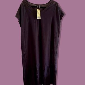 Gudrun Sjoden Black Dress size xl Organic Cotton Ruffles Embroidery